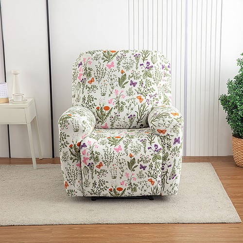 Printed stretch recliner cover, side pockets, home decor protection, stylish - Picture 24 of 62