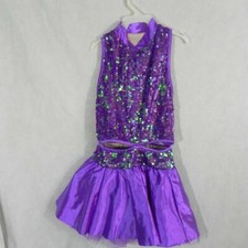 WEISSMAN Dance Costume sz LC Purple BANG BANG 2 pc Top  Skirt stitched together