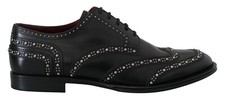 DOLCE & GABBANA Shoes Black Leather Derby Dress Studded EU40.5 / US7.5 RRP $1200