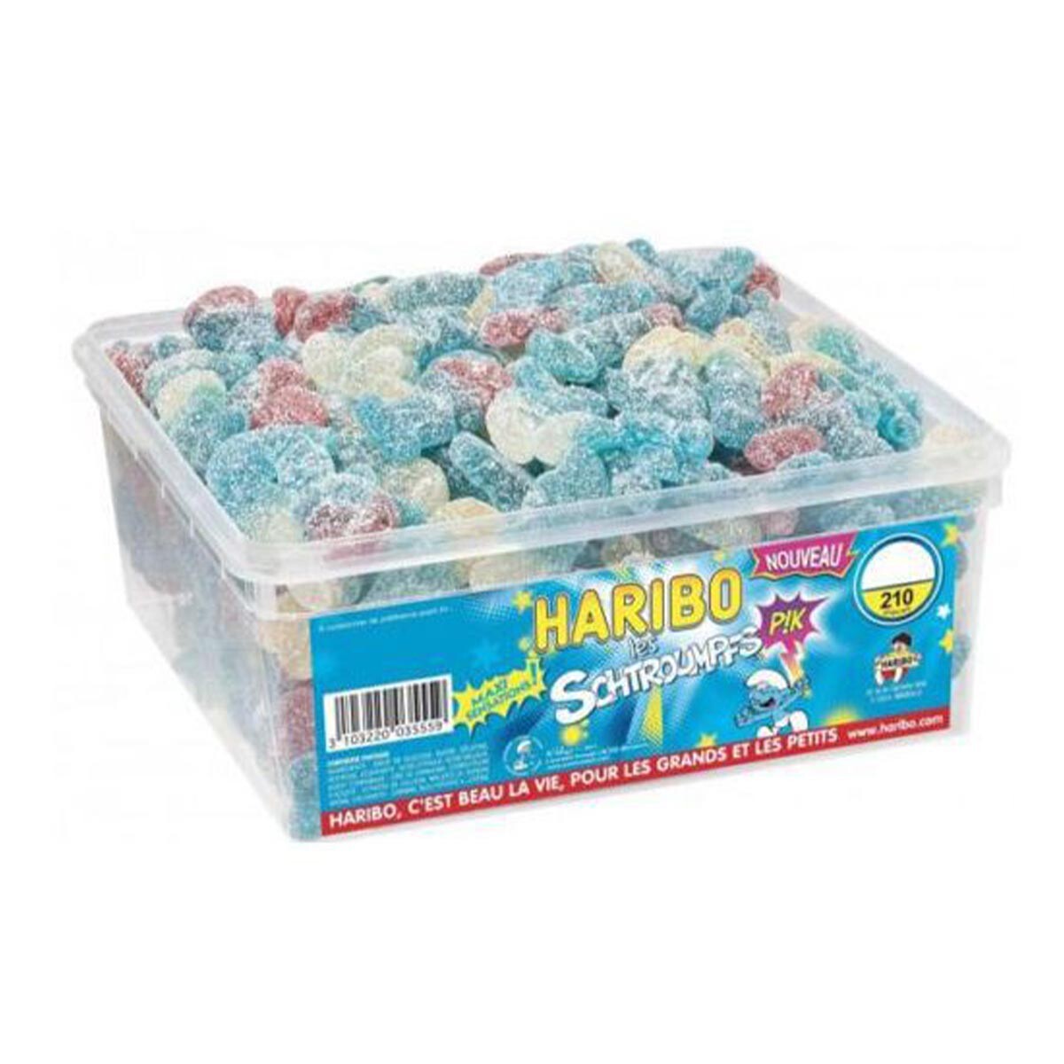 Haribo les Schtroumpf Pik pitufos ácidos 210 piezas 1,2 kg