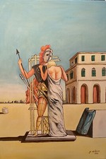 dipinto quadro GIORGIO DE CHIRICO Copia d’autore olio su tela 50x70