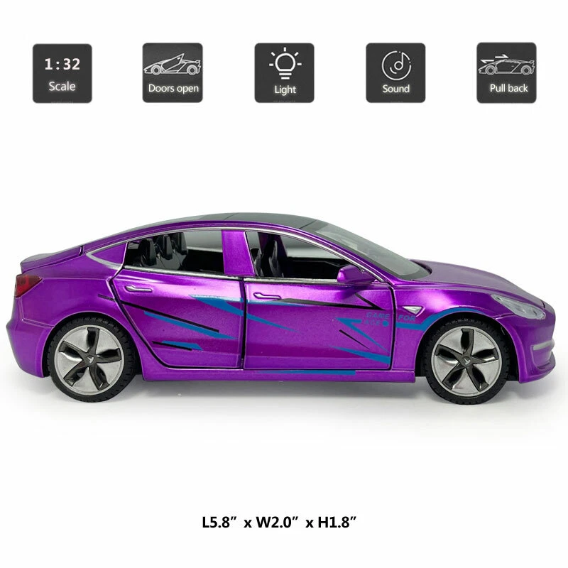 1:32 Tesla Model 3 Model Car Metal Diecast Toy Cars Boys Toys for Kids Gifts - Image 2 of 4