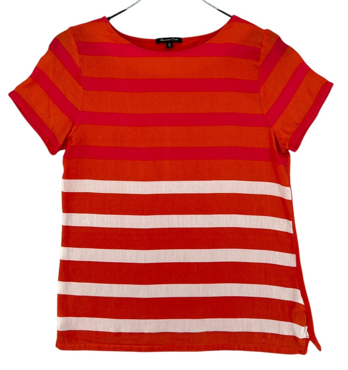 MASSIMO DUTTI Women 25% Silk Striped T-Shirt Size M