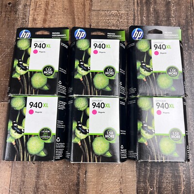 HP 940XL Magenta Ink Cartridge C4908AN Genuine New Lot Of 6 exp. 2015