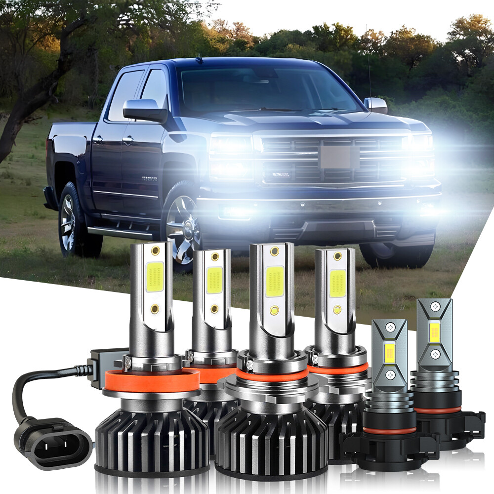 Para For Chevrolet Silverado 1500 2007-2015 -Kit de faros LED + focos antiniebla