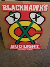 Chicago Blackhawks NHL hockey bud light beer embossed tin sign tomahawks new