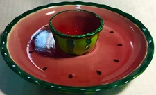 Stoneware Chip and Dip Server "WATERMELON" (2 piece Set)