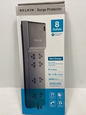New Belkin Surge Protector 8 Outlet Home Theater 6 Ft.Cord Slim Design