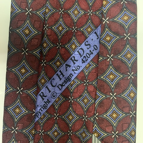 JZ Richards 100% Silk Tie Burgundy Woven Geometric Pattern 60.5” - Picture 7 of 7