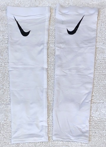 NIKE Pro Dri Fit 3.0 WHITE Compression Football Arm Sleeves NEW Mens Sz L / XL - Picture 5 of 6