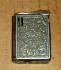 Vintage Cigarette Lighter,Japan,Colibri,Decorative Design,Silver Plate??Old Tool