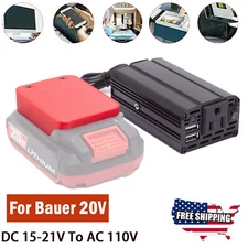 200W Power Inverter DC 15-21V To AC 110V Converter For Bauer 20V Li-ion Battery
