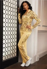 Size L Midnight Velvet Yellow Sunlight Sequin Gwen Active pant Set