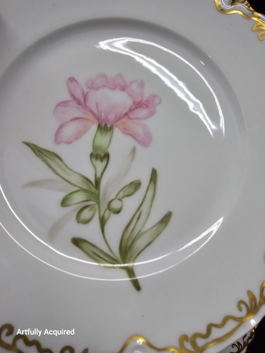 LIMOGES HAVILAND hand painted flower Dinner plates 9.5 inch set of 4 Gold Rim - Picture 11 of 22