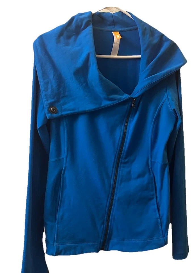 Lucy Mujer Sudadera Preciosa Azul Talla M Cremallera Asimétrica Elástica Yoga Foto 3 de 4