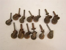 Vintage Wooden Furniture Wheels Casters 1” Lot of 13 Mixed Older Replacements