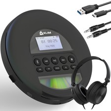 KLIM Nomad with Headset - New Version - Portable CD Player Walkman Black