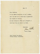 Kevin OShea Actor 1943 Rare Hand Signed Lette...