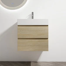 24" 30" 36" Wall Mounted Bathroom Vanity w/Sink,Floating Vanity Cabinet,2 Drawer