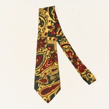 Vintage Bullock & Jones Silk Tie Yellow Paisley Fall Made in USA 3.5" x 57"