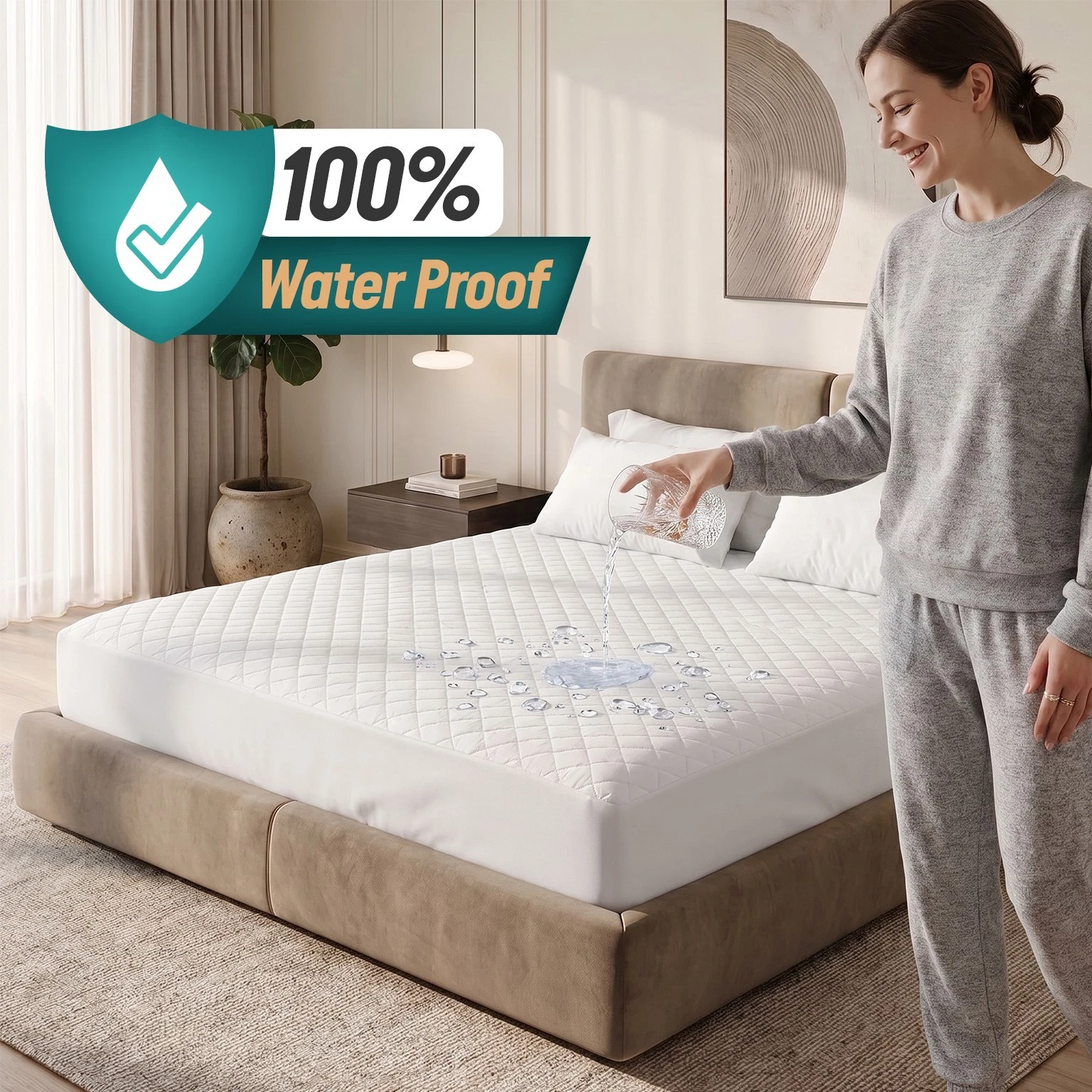 MistyMorning Fitted Sheet - White