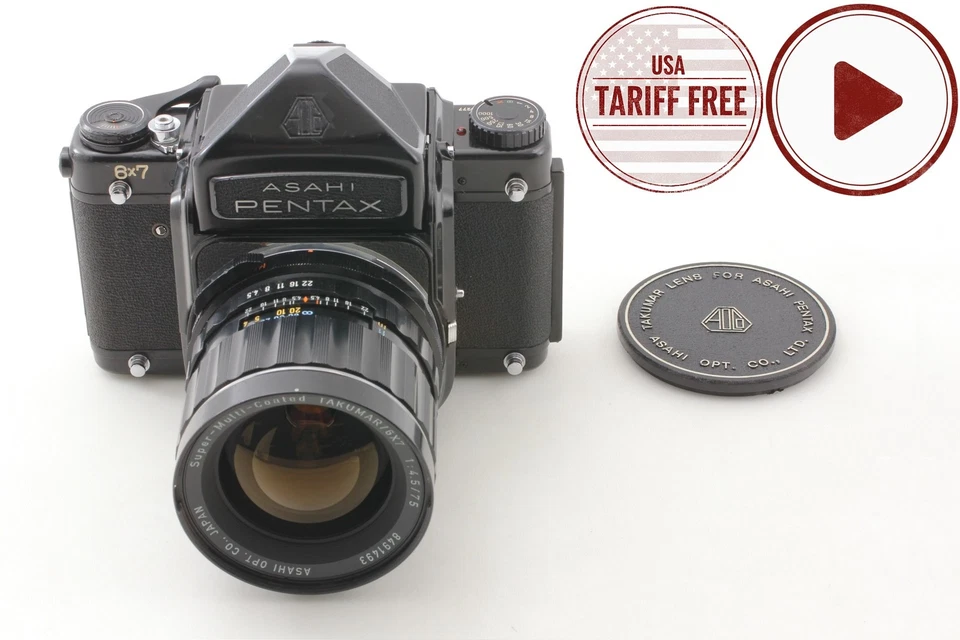 Lente Takumar 75 mm f/4,5 nuevos sellos [Exc+5] Pentax 6x7 67 nivel de ojos SMC Foto 3 de 4