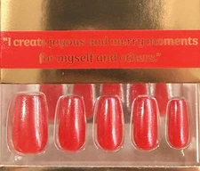 Red Aspen Press On Christmas Medium Coffin Glazed Shiny Red Arcie Is Merry 🎁