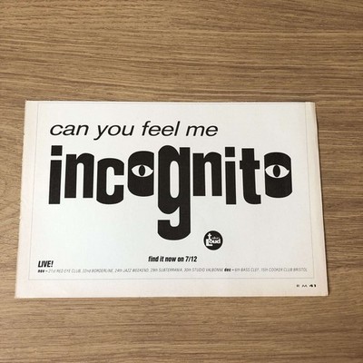 MUSIC13 MAGAZINE ADVERT 5X8 INCOGNITO: CAN YOU FEEL ME