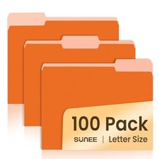 File Folders Letter Size 100 Pack Manilla Folders 8.5 x 11 1/3-Cut Orange