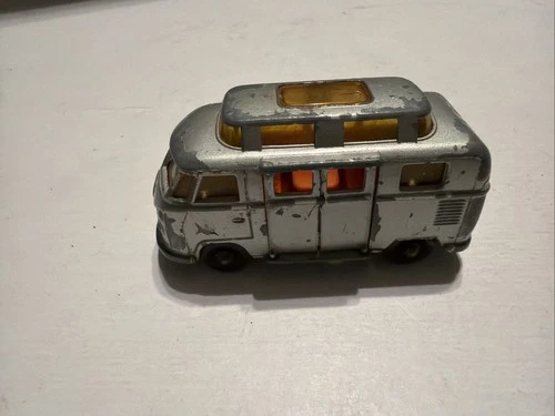 Matchbox Volkswagen Camper Van Lesney Silver  # 34  Vintage