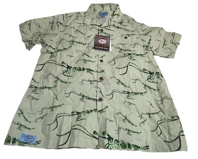 TrueFlies True Flies Rum Runner Guayabera Ibis Button Down Shirt Size L AOP Fish