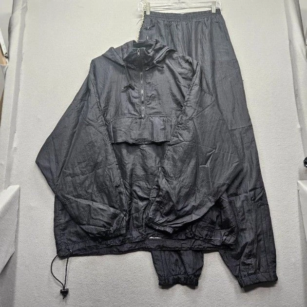 Winner Men's Size XL Black Nylon Hooded Jacket & Pants Rain Weatherwear Set