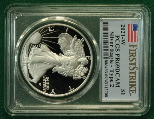 U.S. 2021-W Proof American Silver Eagle PCGS PF69DCAM