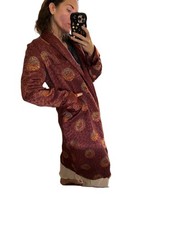 Vintage Chinese Burgundy Women's Robe kimono silky jacket Sz M