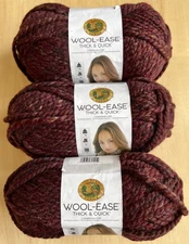 3PK Lion Brand  WOOL-EASE Thick & Quick Yarn ~ SPICED APPLE - #6 Bulky - 6oz