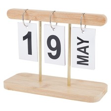 1set Wood Flip Perpetual Desk Calendar with Iron Ring School Office Supplies