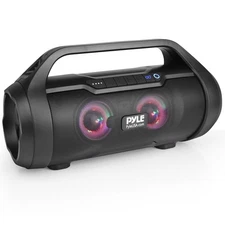 Pyle Bluetooth BoomBox Speaker System - Portable W/Built-in RGB Lights