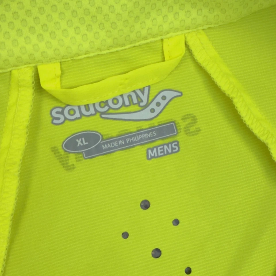 Saucony ViZiPRO Run Shield Jacket Mens XL Hi Vis Yellow Reflective X-Static Zip - Image 3 of 4