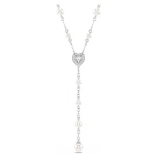 Swarovski Ariana Grande x Swarovski Y Necklace, Mixed Cuts, Crystal Pearl, Heart