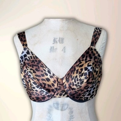 Vintage Victoria's Secret Bra Second Skin Satin Leopard 34D Tags Cut Out 