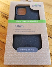 Pela iPhone 11 Pro Slim Phone Case Back Cover Black Eco-Friendly Compostable