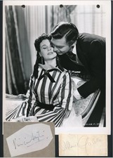 GWTW- Clark Gable & Vivien Leigh - Two Vintage Signatures w/ 1963 Key Book Still