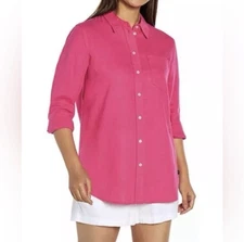 GAP Ladies Lightweight Long Sleeve Collared Linen Button Down Top Size XSMALL