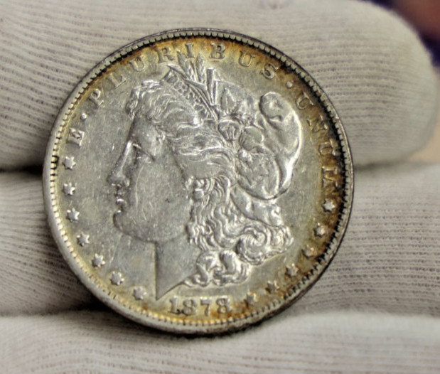 1878 7 TF US Morgan Silver Dollar $1 XF+ (Cleaned)