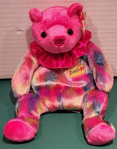 Vintage Ty Beanie Baby - January - Birthday Bear (7.5"-2001) MWMT -NEW Style A
