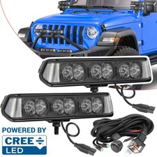 2x For Jeep 7 120w Cree Led Light Bar Spot Pods Side Shooter Plug Play Wiring