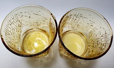 Pagoda Honey Vintage Anchor Hocking Set of 2 gold tumbler glasses