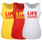 Ladies Life Guard Yellow Red White Racer Back Vest - Fancy Dress Lifeguard Top