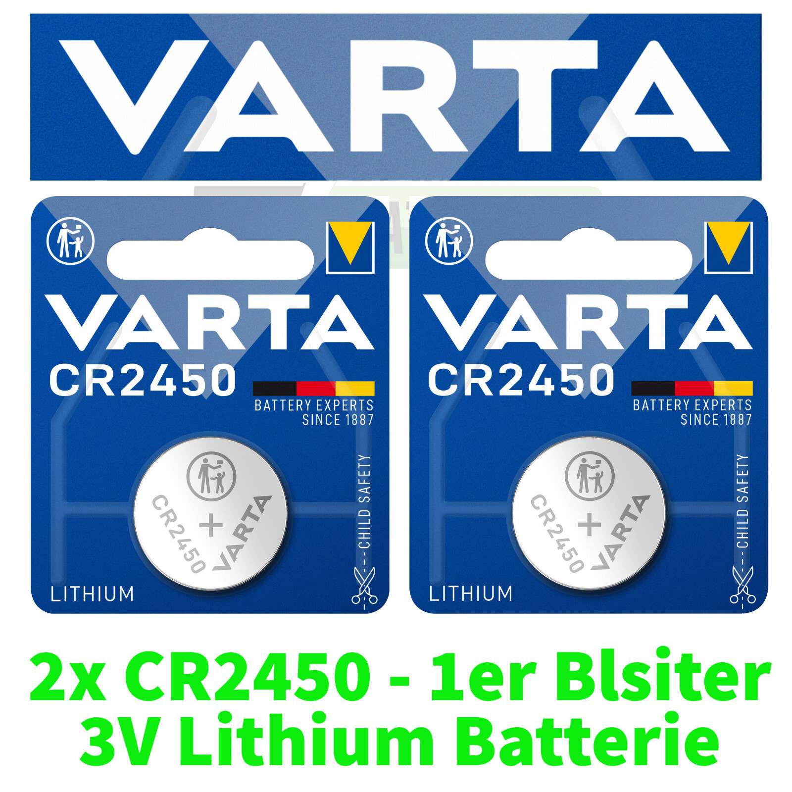 Thumbnail - 2 X 1er Blister Varta Cr2450 Batterien Knopfzellen Knopfzelle Cr 2450