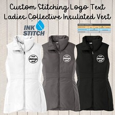 Ink Stitch Design Your Own Custom Logo Texts Stitching Women Insulated Vests